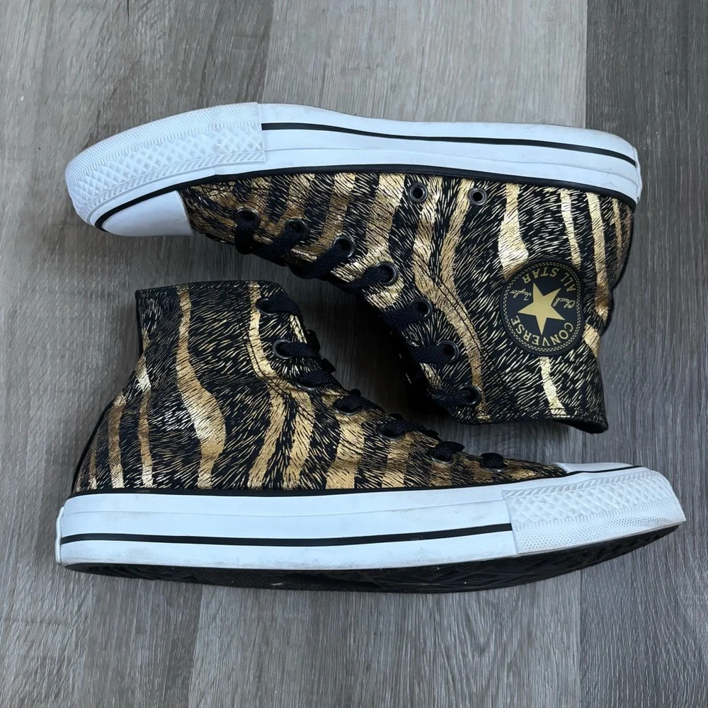 Converse All Star High Top Gold and Black Women's size 7.5 Sneaker - Picture 8 of 14